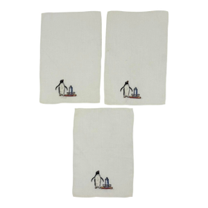 Vintage Madeira Linen Penguin White Linen Cocktail Napkins- Set of 3