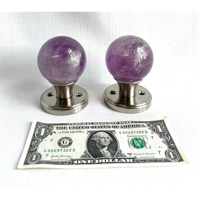 Amethyst Sphere Passage Door Knob Set of Two For Sale In Monterey, CA - Image 6 of 6