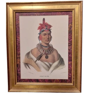 Portrait Print of Chono Ca Pe Ottoe Chief After Lehman & Duval Lith For Sale