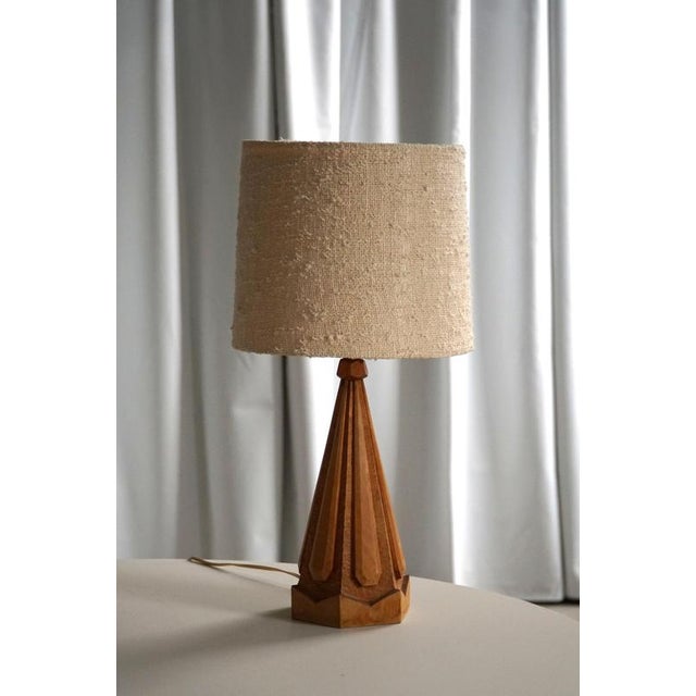 Wood Scandinavian Modern Sculptural Hand-Carved Wooden Table Lamp, Denmark, 1970s For Sale - Image 7 of 13