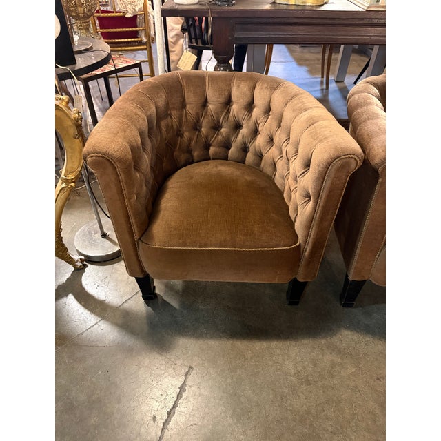 1940s Tufted Corduroy Club Chairs a Pair For Sale In New York - Image 6 of 10