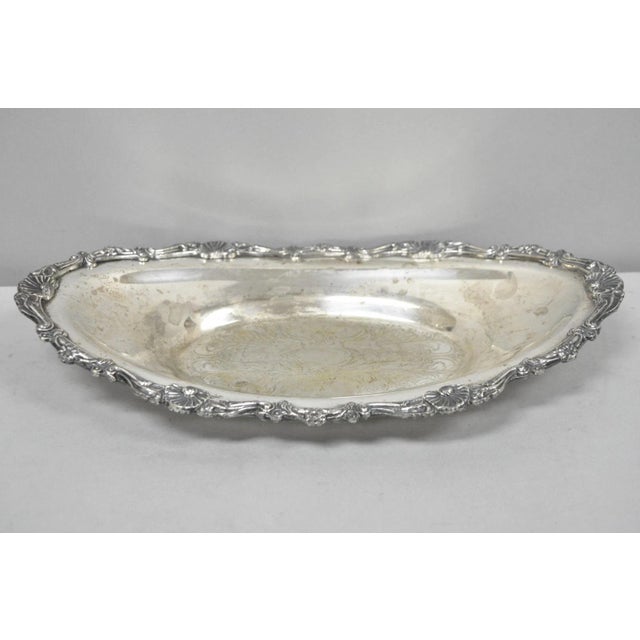 Vintage Victorian Style Silver Plated Oval 13.5" Trinket Serving Dish (A) For Sale - Image 4 of 17