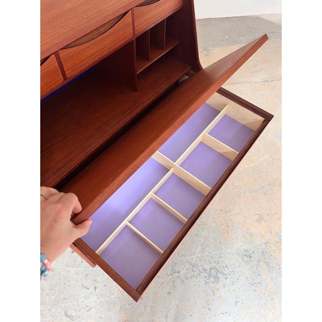 Brown Teak Secretary with Dressing Table and Mirror, Denmark For Sale - Image 8 of 11