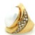 Metal Vintage Italian 18k Gold Mabe Pearl Diamond Bombe Ring, Size 7 For Sale - Image 7 of 9