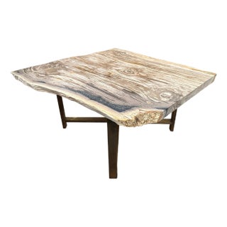 Andrianna Shamaris Live Edge Petrified Wood Coffee Table For Sale