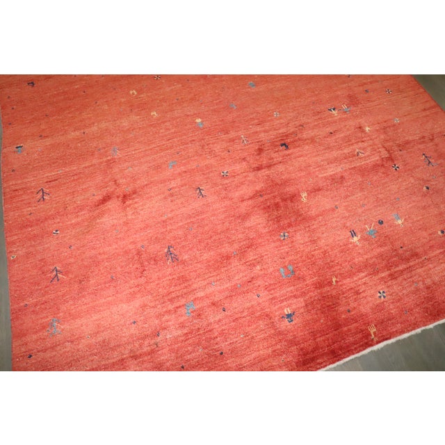 Folk Art Late 20th Century Room Size One of a Kind Gabbeh - 8'4" x 10'7" For Sale - Image 3 of 8