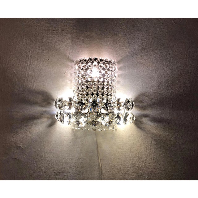 1960s Large Crystal Sconces from Bakalowits & Söhne, 1960s, Set of 2 For Sale - Image 5 of 15