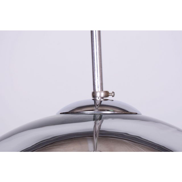 1970s Mid-Century Chandelier in Chromed Steel and Opaline Glass, Germany, 1970s For Sale - Image 5 of 11
