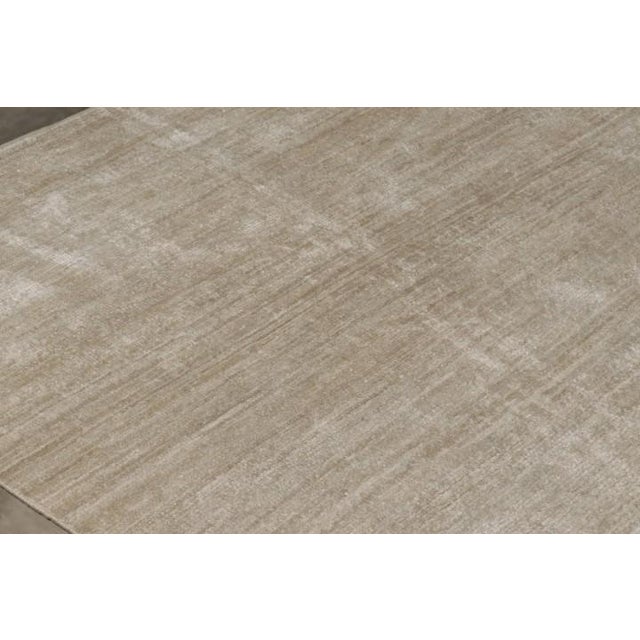 Contemporary Rug & Kilim’s Oversized Modern Textural Rug in Beige-Brown Stripes and Striae - 10x24 For Sale - Image 3 of 8