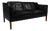 Model 2212 Black Leather and Teak Two-Seater Sofa by Børge Mogensen for Fredericia For Sale