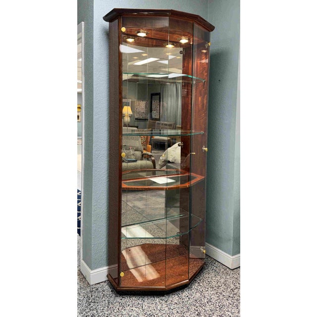 Henredon Lacquered Mahogany Bunching Curio Display Cabinets, a Pair For Sale - Image 10 of 18