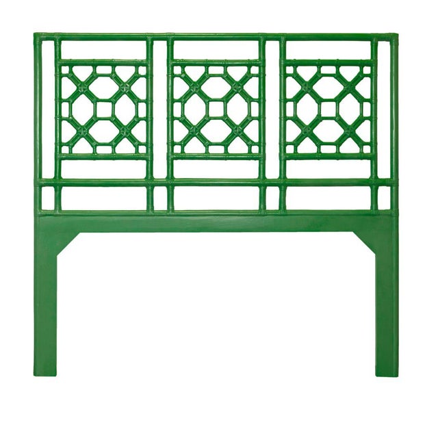 Chinoiserie Lattice Back Standard Bed Double, Bright Green For Sale - Image 3 of 7