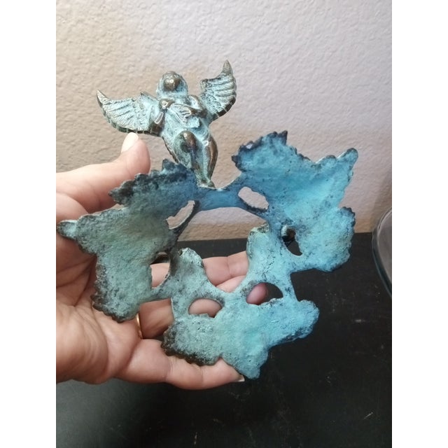 1930s Gorgeous French Baroque Centerpiece Bowl on Verdigris Bronze Pedestal For Sale - Image 4 of 7