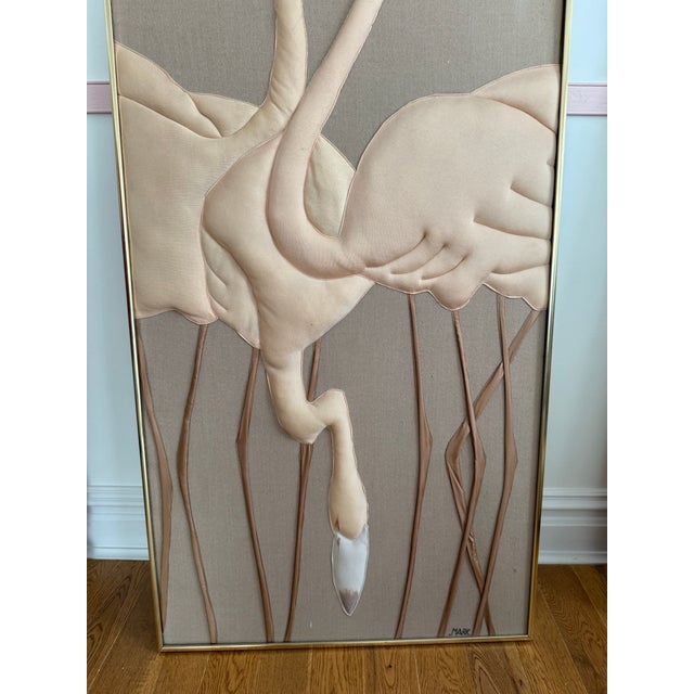 1980 3 Flamingos Artwork, made of fabrics.