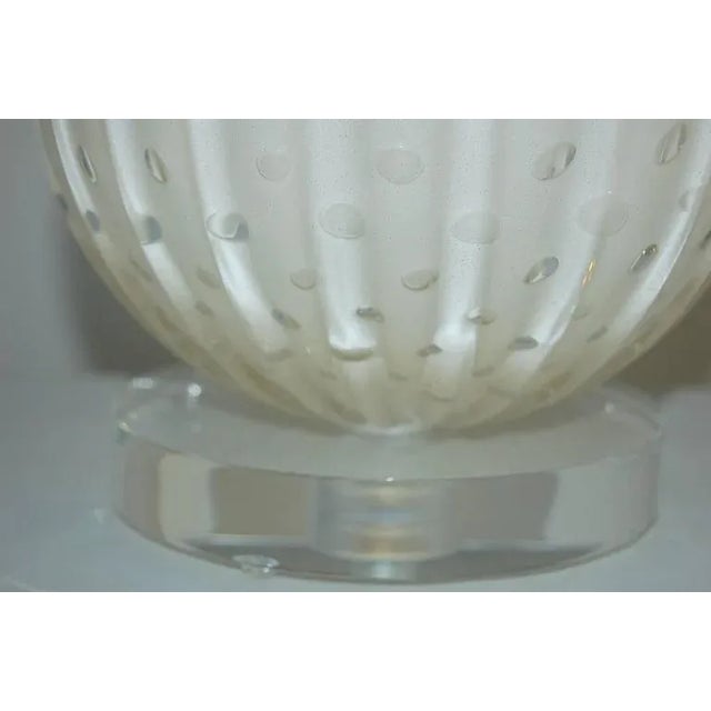 Metal Murano Glass Sphere Lamps White Gold For Sale - Image 7 of 10
