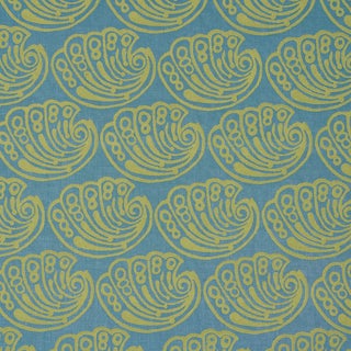 Schumacher Ramsgate Hand Block Fabric In Seaweed For Sale