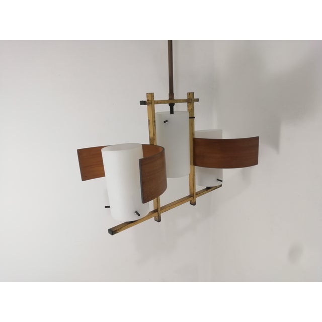 Vintage Italian Brass and Glass Chandelier, 1950s For Sale - Image 10 of 10