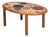 Oval Ceramic and Teak Coffee Table by Tue Poulsen for Haslev Mobelsnedkeri, Denmark, 1960 For Sale