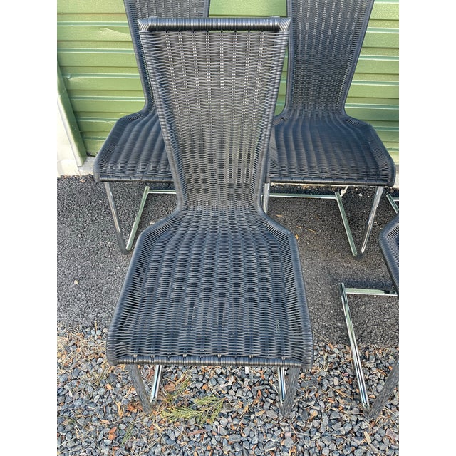 Black Cantilevered Dining Chairs by Bacher, "Jimmy F's" - Set of 7 For Sale - Image 10 of 10