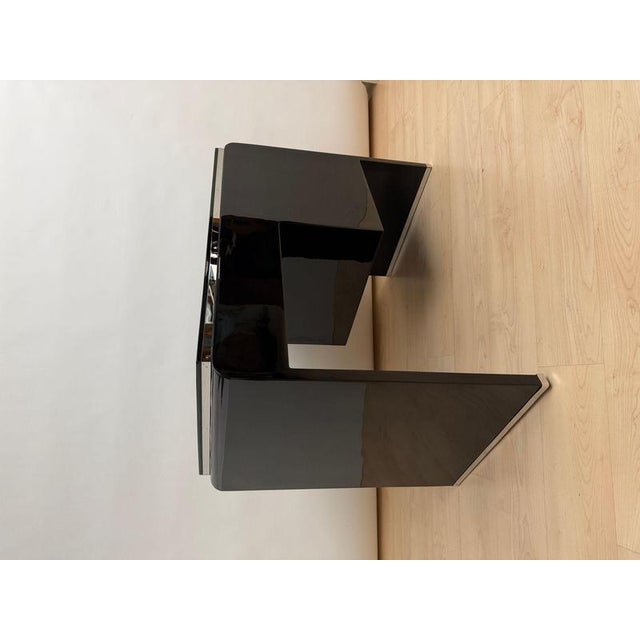 Small Art Deco Desk in Black Lacquer, Nickel, and Bird's Eye Maple, France, 1930s For Sale - Image 13 of 18