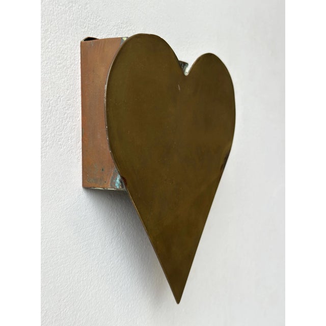 Vintage Brass + Copper Heart Wall Pocket, Circa Mid-20th Century For Sale - Image 10 of 13