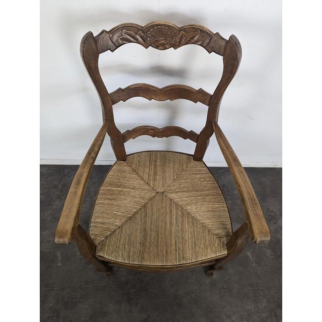 Louis XV Style Straw-Seated Armchair For Sale - Image 3 of 6