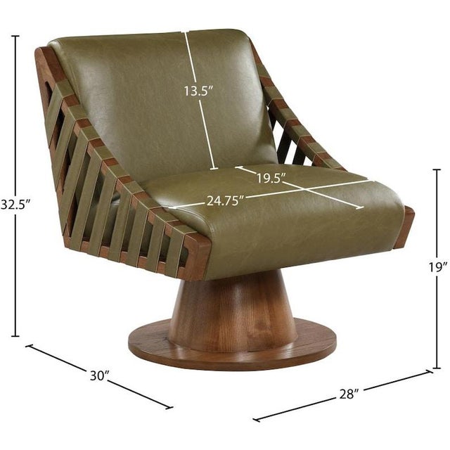 Textile Millwin Vegan Leather Swivel Lounge For Sale - Image 7 of 10