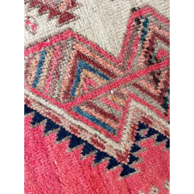 Vintage Persian Runner MAGENTA Pink, Copper Indigo Purple Rug 3.7 x 10.3 For Sale - Image 12 of 12