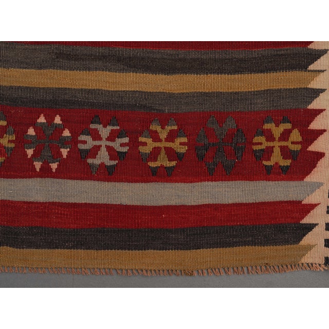 1970s Vintage Handmade Wool Cotton Red Runner Rug For Sale - Image 10 of 11