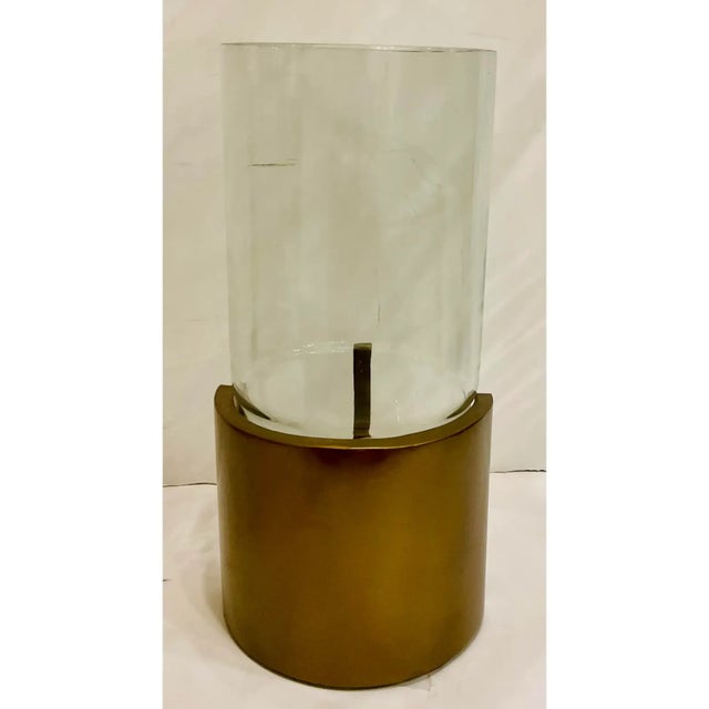 Stylish Baker Modern Brass and Glass Large Cloak Vase, showroom floor sample