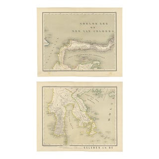 Antique Maps of Celebes Sulawesi - Dornseiffen in the Dutch East Indies, 1884, Set of 2 For Sale