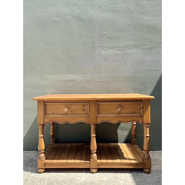 Vintage Knotty Pine Plank Center Island For Sale - Image 4 of 12