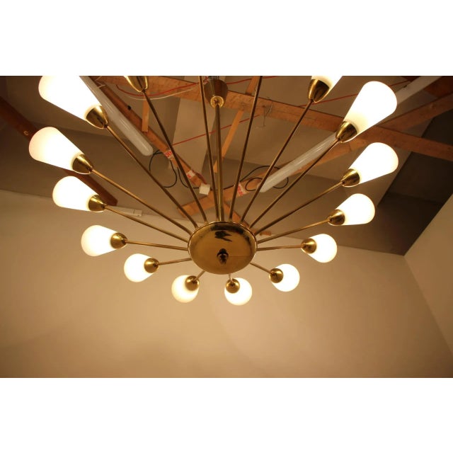 Glass & Brass Chandelier, 1970s For Sale - Image 4 of 10