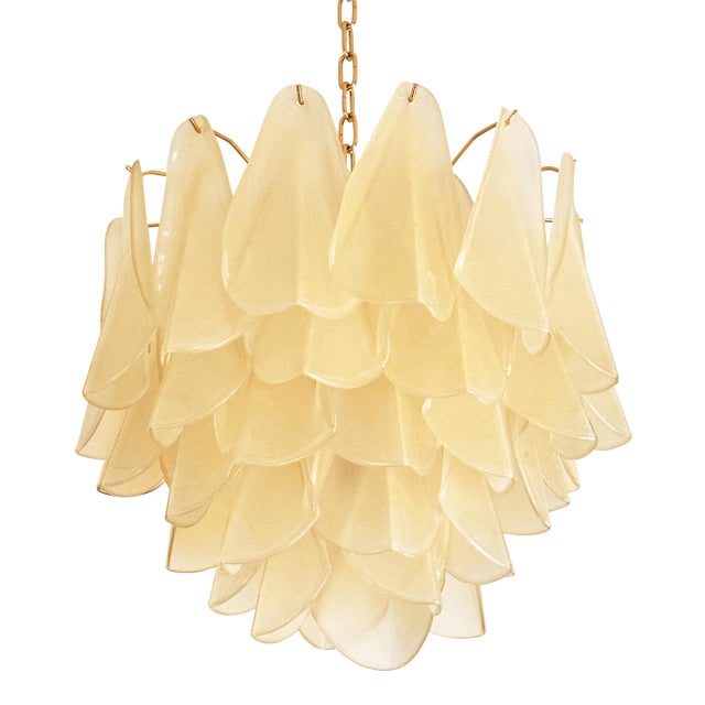 Contemporary Modern Sanded Champagne "Rondini" Murano Chandelier by Simoeng For Sale
