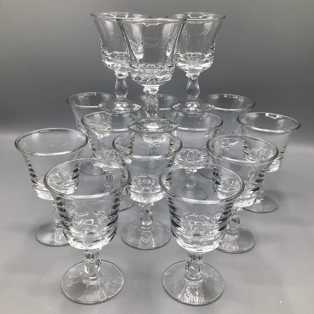 Vintage Fostoria "Century” Pressed Glass Wine Glasses-Set of 14 For Sale - Image 13 of 13