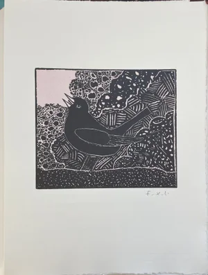 François-Xavier Lalanne, The Blackbird, 2003, Woodcut