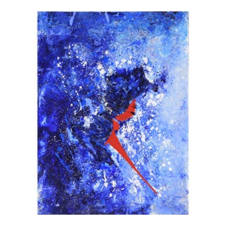 Red Underneath - Textured Expressionist Composition in Acrylic on Canvas by Charles David Francis For Sale