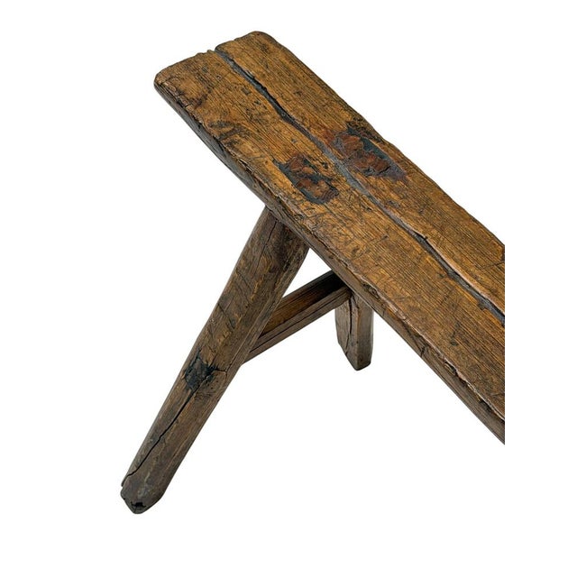 French Rustic Provincial Bench in Pine and Elm, 1950s For Sale - Image 11 of 12
