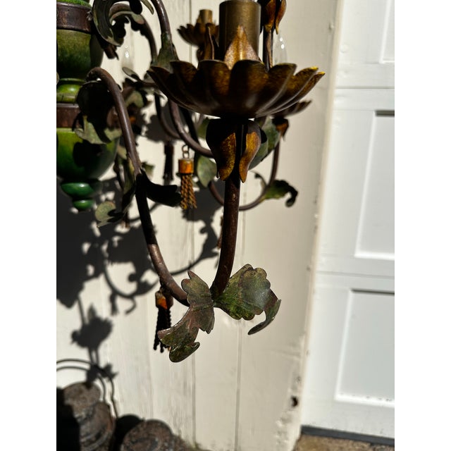 Wood Vintage Country French 10 Light Chandelier For Sale - Image 7 of 10