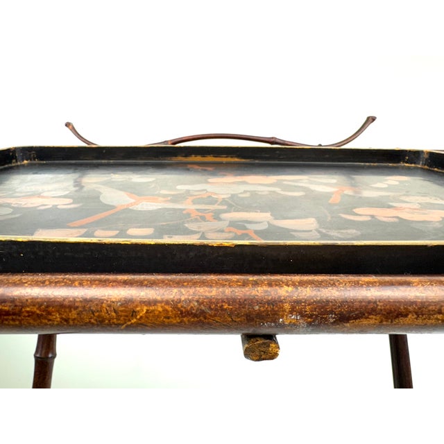 Early 20th Century Elegant Oriental Tray Table on a Bamboo Stand For Sale - Image 11 of 11