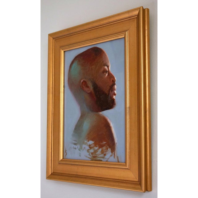 Figurative Unshaken by Kirsten Savage | Oil on panel Portrait of a man in profile For Sale - Image 3 of 5