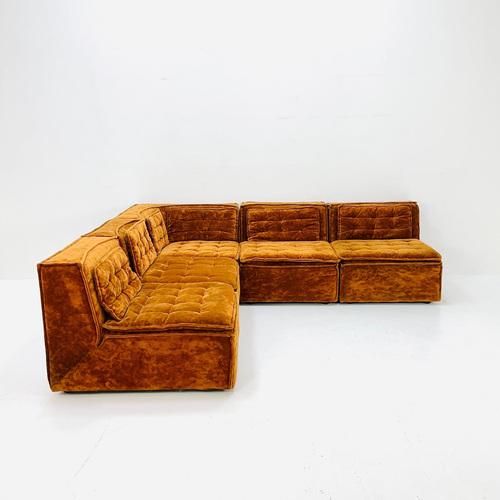 Mid-Century Italian Brown Modular Sofa, 1970s, Set of 5 For Sale - Image 4 of 11