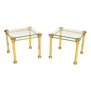 Vintage French Brass Side Tables, 1970s, Set of 2 For Sale