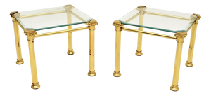 Vintage French Brass Side Tables, 1970s, Set of 2