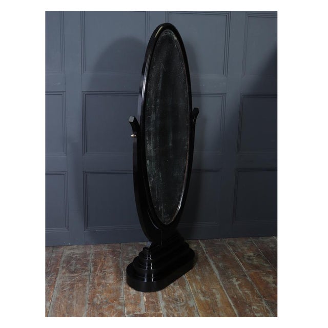 1920s Art Deco French Cheval Mirror with Ebonised Frame, 1925 For Sale - Image 5 of 15