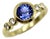 1990s Sapphire and Diamond Bezel Set 18k Gold Ring, Size 4.5 For Sale