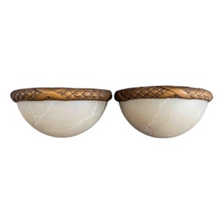 Art Deco Style Faux Alabaster Wall Sconces, Pair For Sale