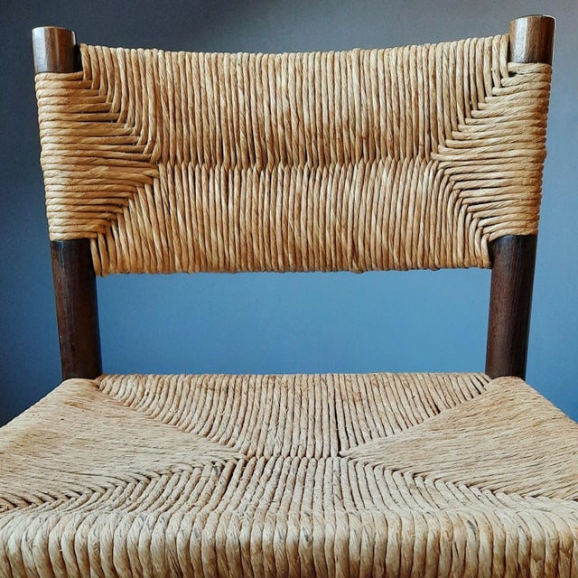 1970s Wooden Chair with Rush Seat and Backrest, 1970s For Sale - Image 5 of 6