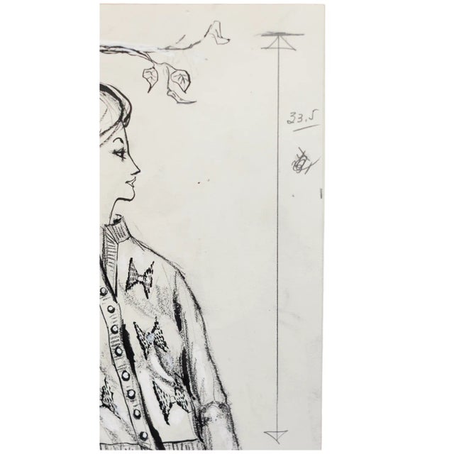 Mid-Century Fashion Illustration Sketch, 1960 — Original Magazine Advertising Art For Sale In Dallas - Image 6 of 11