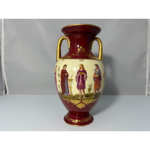 Neoclassical Antique Royal Vienna Hand Painted Vase: Neoclassical Sacrifice Scene For Sale - Image 3 of 10